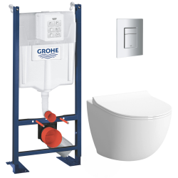 Swiss Aqua Technologies Pack WC Bâti autoportant Rapid SL + WC sans bride Infinitio + Abattant softclose + Plaque chrome