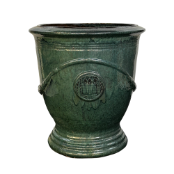 Provencelia Magelan 62x65cm, pot grande taille d&apos;extérieur fait main en terre cuite émaillée, résistant au gel, Jade   