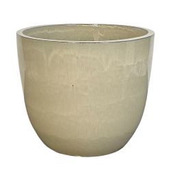 Provencelia Lancelot 47x41cm, pot grande taille d&apos;extérieur fait main en terre cuite émaillée, résistant au gel, crème   