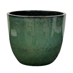 Provencelia Lancelot 47x41cm, pot grande taille d&apos;extérieur fait main en terre cuite émaillée, résistant au gel, jade   