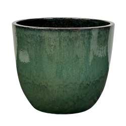 Provencelia Lancelot 57x50cm, pot grande taille d&apos;extérieur fait main en terre cuite émaillée, résistant au gel, jade   