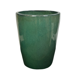 Provencelia Mazarin 55x69cm, pot grande taille d&apos;extérieur fait main en terre cuite émaillée, résistant au gel, vert de lac 