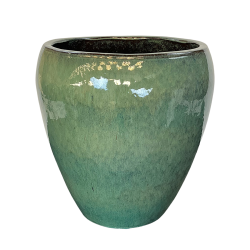 Provencelia Lafontaine 52x52cm, pot grande taille d&apos;extérieur fait main en terre cuite émaillée, résistant au gel, bleu océan  