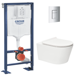 Pack WC Bâti autoportant + WC sans bride SAT + Abattant softclose + Plaque chrome (ProjectSATrimless-5)