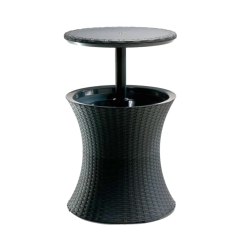 Keter Cool bar rotin Glacière, avec table rétractable, 57x 50 x 50 cm 30L, Anthracite (230903)