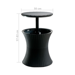 Keter Cool bar rotin Glacière, avec table rétractable, 57x 50 x 50 cm 30L, Anthracite (230903)