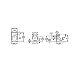 Cuvette WC suspendue sans bride Rimless+ abattant double Slim avec frein de chute - softclose (A34647LGAP)