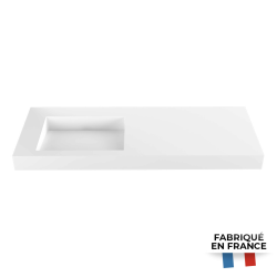 Ultra plan vasque collectif autoportant 1200 x 520 x 100 mm, en Solid Surface, PMR, blanc mat (ULTRA-1200)