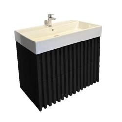 Swiss Aqua Technologies Meuble de salle de bain avec lavabo SAT Delano 60x56x46 cm noir mat (DELANO60ZCSAT)