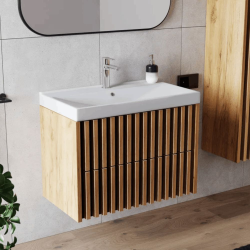 Swiss Aqua Technologies Meuble de salle de bain avec lavabo SAT Delano 80x46 cm chêne mat (DELANO80ZDUM)