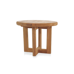 Table d'appoint de jardin en teck massif, 51x51x40.5 cm, forme ronde (NATOFT5151R)