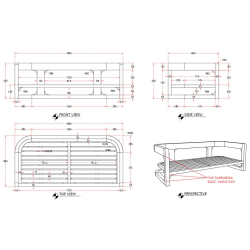 Naturel Set canapé 180x86x60 cm + 2 fauteuils 87x86x60 cm + Table basse 122x86x35 cm de jardin en teck massif, avec coussins gris perlé