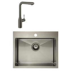 /Grohe - Set Timeless Évier de cuisine encastrable inox 304 , 68x45x21 cm + Essence Mitigeur monocommande Evier, Or brossé PVD