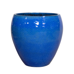 Provencelia Lafontaine 52x52cm, pot grande taille d&apos;extérieur fait main en terre cuite émaillée, résistant au gel, bleu outremer