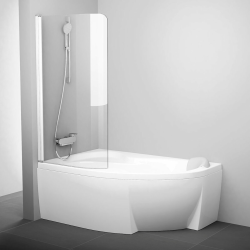 Rosa Pare-baignoire pivotant en verre, 150x85 cm, position gauche, pour baignoires asymétriques, blanc (CVSK1140150ROT0L)