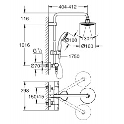 Vitalio Start 160 colonne de douche thermostatique, douchette 3 jets, Chrome (26226000)