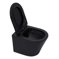 Pack WC bâti-support Duofix + WC sans bride Infinitio + Abattant frein de chute + Plaque Delta 51 , Noir mat