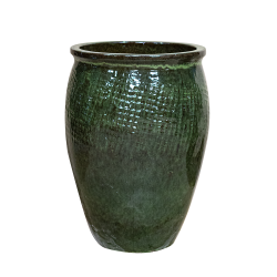 Provencelia Poséidon 50x68cm, pot grande taille d&apos;extérieur fait main en terre cuite émaillée, résistant au gel, vert tropical