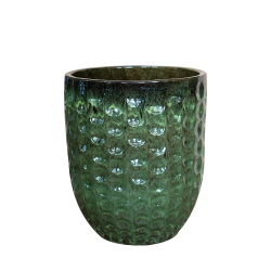 Provencelia Merovee 30x45cm, pot grande taille d&apos;extérieur fait main en terre cuite émaillée, résistant au gel, vert tropical