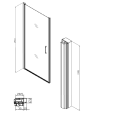 Set Porte de douche 90x196 cm transparente + Profilé pour paroi de douche+ Poignée pour porte de douche (SATFUD90NIKA)