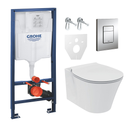 Pack WC Rapid SL GROHE + Cuvette Ideal Standard Connect Air + Plaque de commande Grohe Skate Chrome (GROHECONNECT-SET)