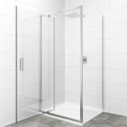 TEX Set Porte de douche 80x195 cm + Poignée pour porte de douche + Pièce détachée, chrome brillant (SIKOTEXP80CRT-SET)