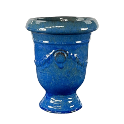 Provencelia Aramis 24x30cm, pot grande taille d&apos;extérieur fait main en terre cuite émaillée, résistant au gel, bleu outremer