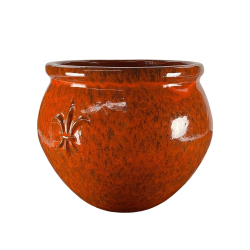 Provencelia Clovis 53x43cm, pot grande taille d&apos;extérieur fait main en terre cuite émaillée, résistant au gel, rouille d&apos;automne