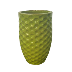 Provencelia Merovee 23x35cm, pot grande taille d&apos;extérieur fait main en terre cuite émaillée, résistant au gel, vert olive