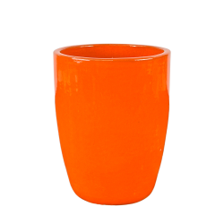 Provencelia PLATON 20x26cm, pot grande taille d&apos;extérieur fait main en terre cuite émaillée, résistant au gel, orange sanguine