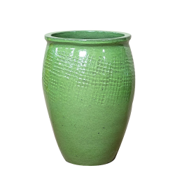 Provencelia Poséidon 36x52cm, pot grande taille d&apos;extérieur fait main en terre cuite émaillée, résistant au gel, vert olive