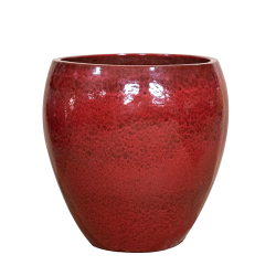 Provencelia Lafontaine 52x52cm, pot grande taille d&apos;extérieur fait main en terre cuite émaillée, résistant au gel, rouge tropical