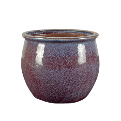 Provencelia Newton 21x23cm, pot grande taille d&apos;extérieur fait main en terre cuite émaillée, résistant au gel, violet clair   