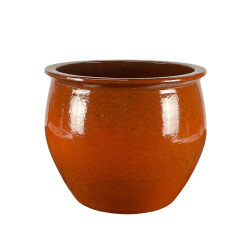 Provencelia Newton 34x28cm, pot grande taille d&apos;extérieur fait main en terre cuite émaillée, résistant au gel, rouille d&apos;automne   