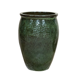 Provencelia Poséidon 36x52cm, pot grande taille d&apos;extérieur fait main en terre cuite émaillée, résistant au gel, vert tropical