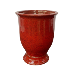 Provencelia Arthur 42x52cm, pot grande taille d&apos;extérieur fait main en terre cuite émaillée, résistant au gel, rouge tropical   