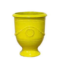 Provencelia Colbert 42x52cm, pot grande taille d&apos;extérieur fait main en terre cuite émaillée, résistant au gel, Jaune   