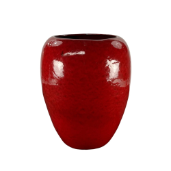 Provencelia Galilée 48x60cm, pot grande taille d&apos;extérieur fait main en terre cuite émaillée, résistant au gel, rouge tropical