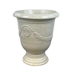 Provencelia Aramis 49x58cm, pot grande taille d&apos;extérieur fait main en terre cuite émaillée, résistant au gel, blanc