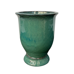 Provencelia Arthur 55x69cm, pot grande taille d&apos;extérieur fait main en terre cuite émaillée, résistant au gel, vert forêt