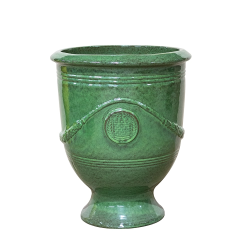 Provencelia Colbert 55x69cm, pot grande taille d&apos;extérieur fait main en terre cuite émaillée, résistant au gel, vert tropical   