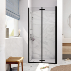 Swiss Aqua Technologies SK Porte de douche 100x196cm pliante anticalcaire avec profilé noir mat (SATSK100NIKAC)