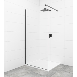 Swiss Aqua Technologies Walk-in 100x200cm paroi en verre Crystal Glass®   8 mm  anticalcaire, avec bras et profilés noir mat (SATBWI100PRC)