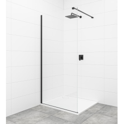 Swiss Aqua Technologies Walk-in 70x200cm Paroi en verre Crystal Glass® 8 mm anticalcaire, avec bras et profilés noir mat (SATBWI70PRC)