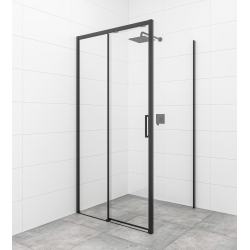 Swiss Aqua Technologies TEX BB ensemble porte coulissante/paroi 100x80cm anticalcaire avec profilés noir mat (SIKOTEXDBB100S80C)