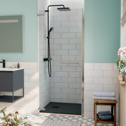 Swiss Aqua Technologies TGD NEW Porte de douche 80x200cm pivotante anticalcaire avec profilé chrome brillant (SATTGDO80NIKA)