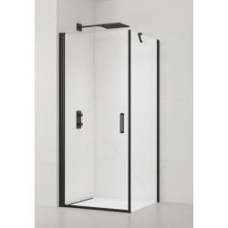 Swiss Aqua Technologies Fusion ensemble porte pivotante /paroi 90x90cm anticalcaire avec profilés noir mat (SATFUD90S90C)