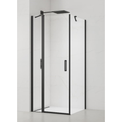 Swiss Aqua Technologies Fusion ensemble porte pivotante /paroi 90x80cm anticalcaire avec profilés noir mat (SATFUDP90S80C)