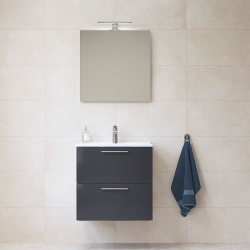 Meuble pour salle de bain avec miroir lavabo et éclairage Vitra Mia 59x61x39,5 cm, anthracite brillant (MIASET60A)