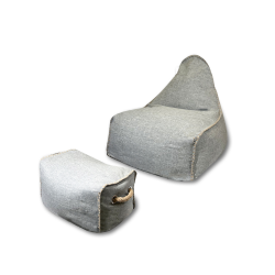 Buddy's Rest Sunproof fauteuil poire + repose pieds 90x60x85/45x60x35cm intérieur & extérieur, résistant au soleil, Gris clair